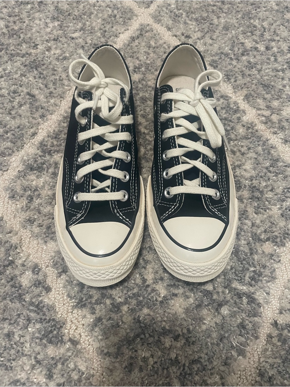 Black Low-Top Canvas Sneakers with White Trim